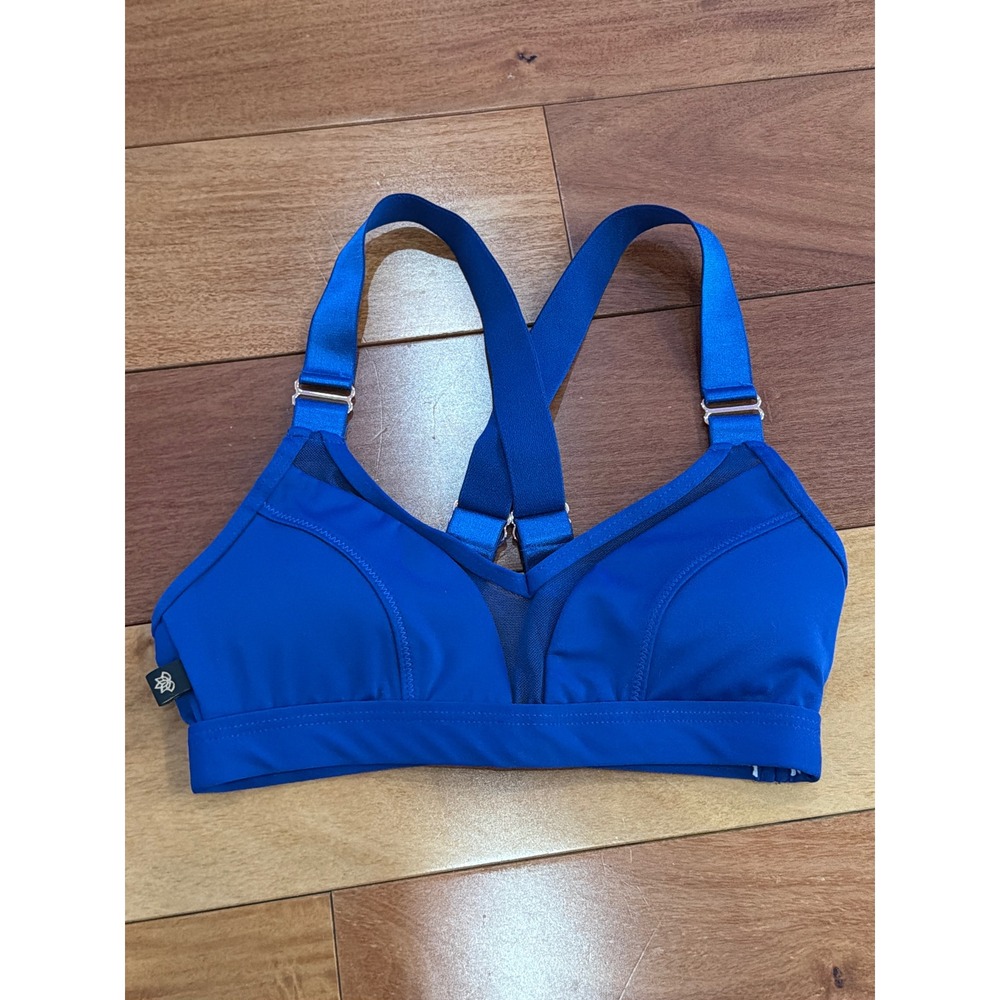 L'urv Sports Bra Womens Royal Blue Mesh Detail Crossback XS